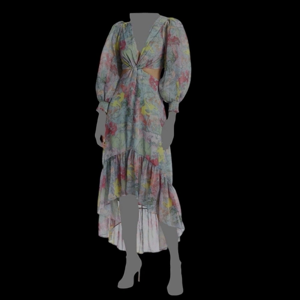 Alice + Olivia Katia Twist-Front Floral Cutout High Low Dress Lola'S Dress 2